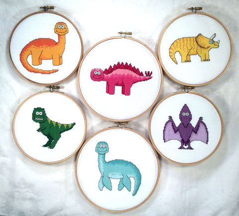 Dinosaur Cross Stitch Pattern Pack