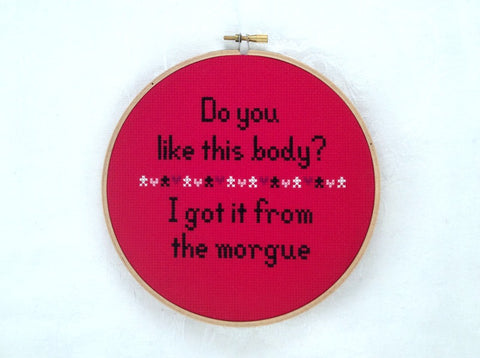 Do You Like This Body?  I Got It From The Morgue Cross Stitch Pattern