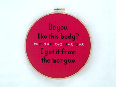 Do You Like This Body?  I Got It From The Morgue Cross Stitch Pattern
