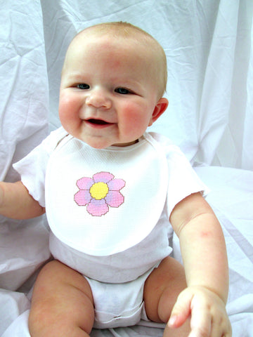 Flower Baby Bib Cross Stitch Pattern